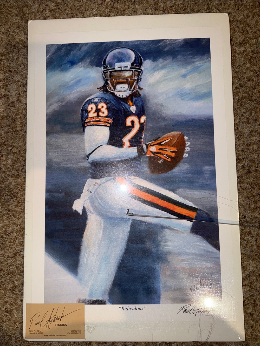 Chicago Bears #23 Devin Hester Portrait Art Print 16.25” x 10.5” By Paul Ashack